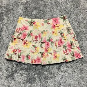 Vintage Y2K American Eagle Tropical Floral Micro Mini Skirt